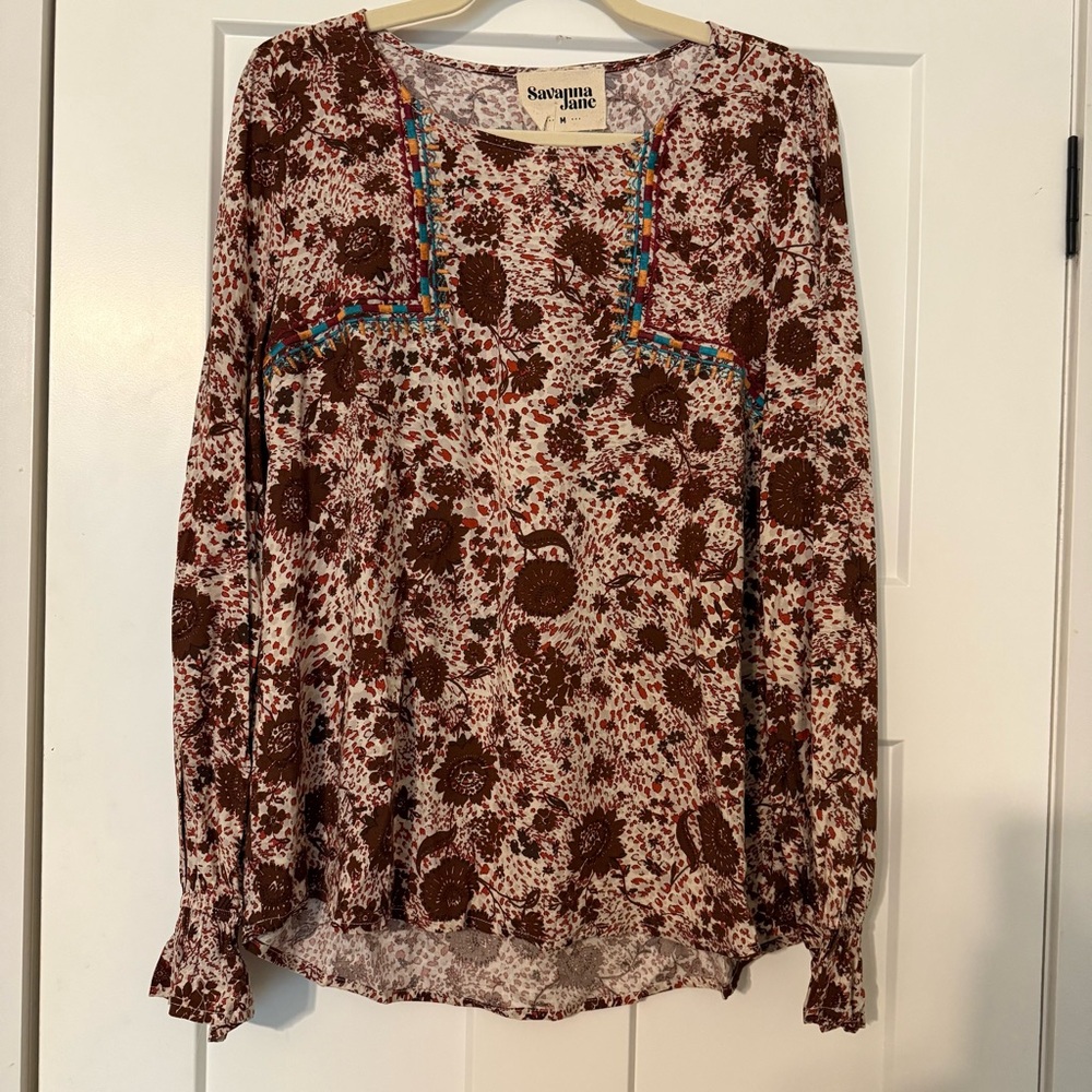 Savanna Jane | Women’s Medium Western Floral Blouse